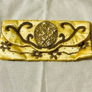 SHARONEE clutch Handmade Japanese bag Yellow Gold no tears Light marks Vintage
